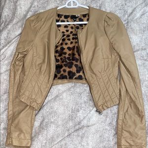Cropped faux leather jacket